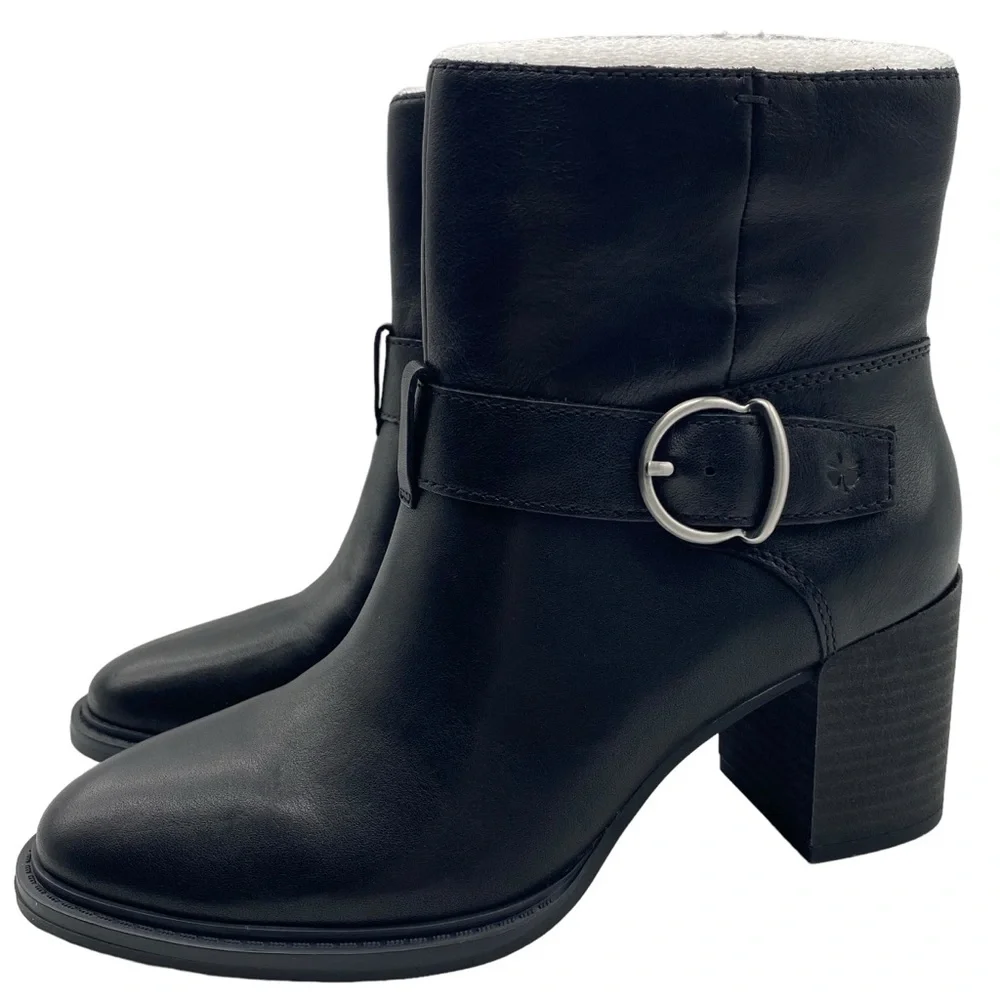 Lucky Brand Womens Boots Archelle Size 8.5 Black Leather Horseshoe Heeled Moto